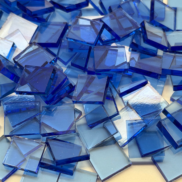 GGG 1/2" x 1/2" Light Blue Translucent Stained Glass Mosaic Tiles COE 96 (100 tiles)