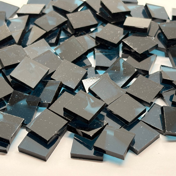 GGG 1/2" x 1/2" Steel Blue Translucent Stained Glass Mosaic Tiles COE 96 (100 tiles)