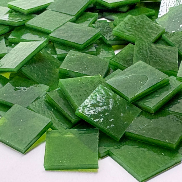 GGG 1/2" x 1/2" THIN Fern Green Translucent Stained Glass Mosaic Tiles COE 96 (100 tiles)