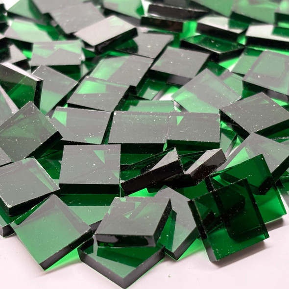 GGG 1/2" x 1/2" Medium Green Translucent Stained Glass Mosaic Tiles COE 96 (100 tiles)