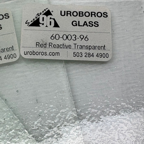 GGG 2-3/4" x 4" Red Reactive Transparent Stained Glass COE 96 (3 pcs)