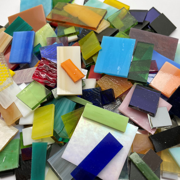 Buy 1 Get 1 FREE:  1 lb Random Jumbled Mix Stained Glass Mosaic Tiles (US shipping only)