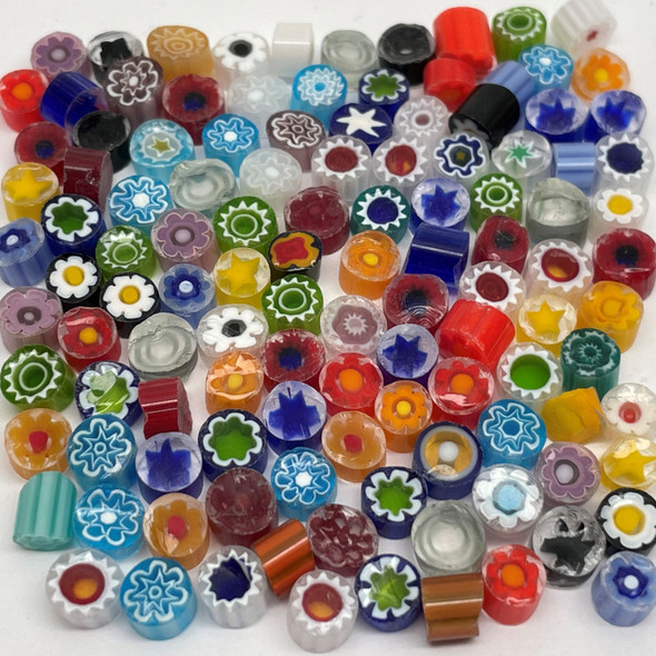 MILLEFIORI SLICES, 1oz, approx 135pcs, Translucent, COE 104