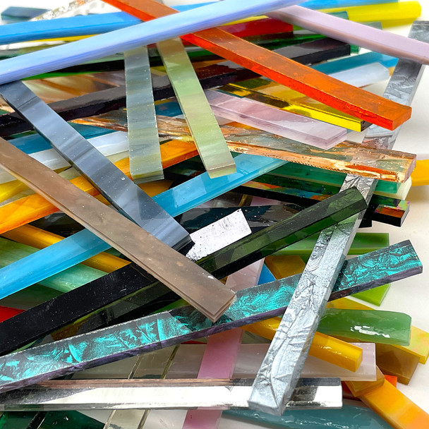 1/2 lb Stained Glass Mosaic Strips, Mixed Colors (Select your own color scheme.)