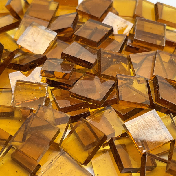 30% OFF GGG 1/2" x 1/2" Pale Amber Cathedral Stained Glass Mosaic Tiles (100 tiles)