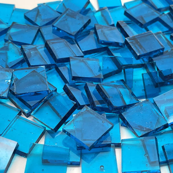 Medium Turquoise Blue Cathedral Stained Glass Mosaic Tiles