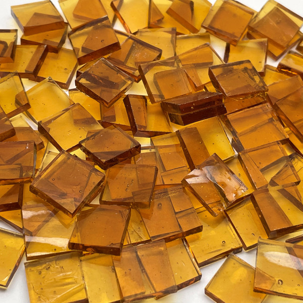 50% OFF GGG 1/2" x 1/2" Amber Waterglass Stained Glass Mosaic Tiles (100 tiles)