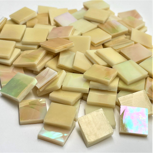 GGG Amber & White Opal Iridescent Stained Glass Mosaic Tiles