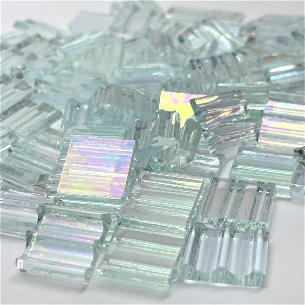 Clear Quarter Reed Iridescent Stained Glass Mosaic Tiles
