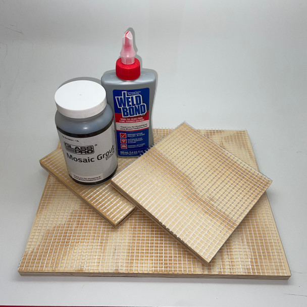Mosaic Kit: 1-large & 2-small Boards, Mesh, Glue, Grout