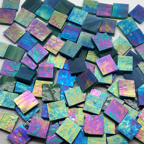 NEW Dark Blue & Green Opal Iridescent Stained Glass Mosaic Tiles