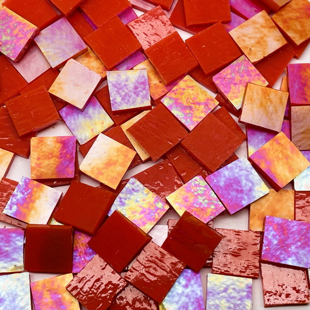 NEW Roman Red Opal Luminescent Stained Glass Mosaic Tiles COE 96