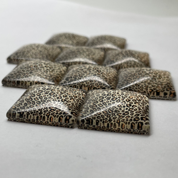 Leopard (small print) Square Glass Cabochons, 10pcs, 25mm XL