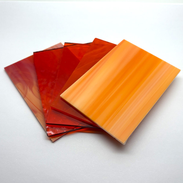 5pc Stained Glass Variety Pack, 4" x 2.75", ORANGE Mix