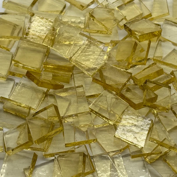 GGG 1/2" x 1/2" Hay Straw Translucent Stained Glass Mosaic Tiles COE 96 (100 tiles)
