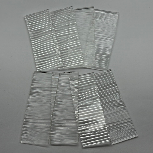 GGG 1" x 2-3/4" Clear Reeded Stained Glass Mosaic Tiles COE 96 (8 tiles)