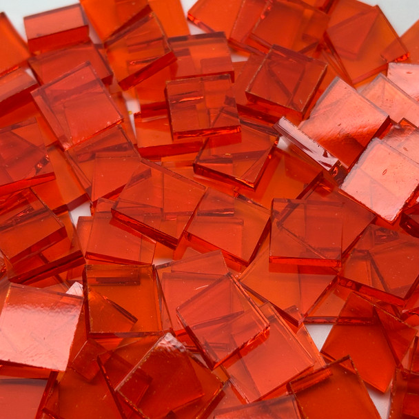 GGG 1/2" x 1/2" Orange Translucent Stained Glass Mosaic Tiles COE 96 (100 tiles)