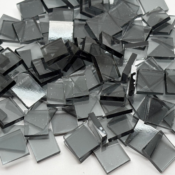 GGG 1/2" x 1/2" Smooth Gray Cathedral Stained Glass Mosaic Tiles COE 96 (100 tiles)