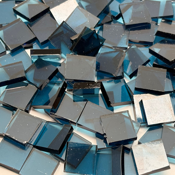 GGG 1/2" x 1/2" Light Steel Blue Translucent Stained Glass Mosaic Tiles COE 96 (100 tiles)