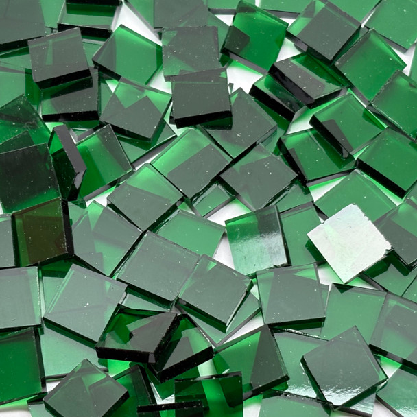 GGG 1/2" x 1/2" Medium Green Translucent Stained Glass Mosaic Tiles COE 96 (100 tiles)