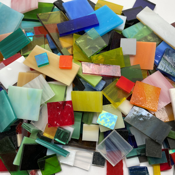 Buy 1 Get 1 FREE:  1 lb Random Jumbled Mix Stained Glass Mosaic Tiles