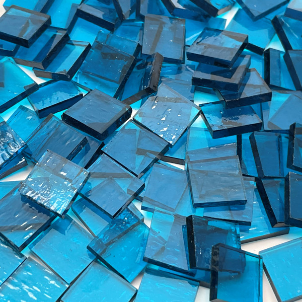 Cyan Blue Cathedral Stained Glass Mosaic Tiles COE 96