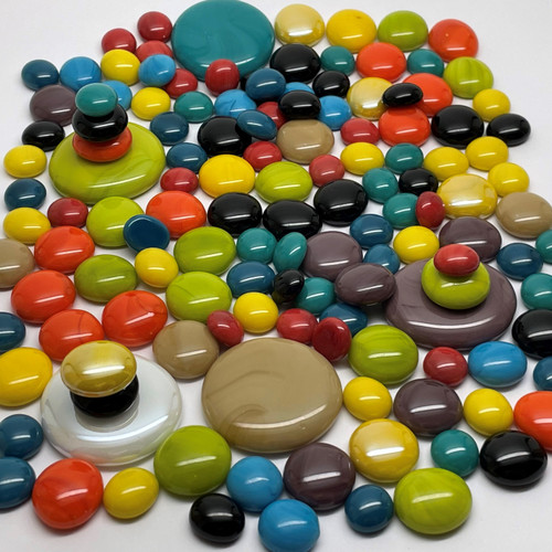 30% OFF GGG Wonky Glass Gems, Large Assorted Opaque Mix, 10 pieces