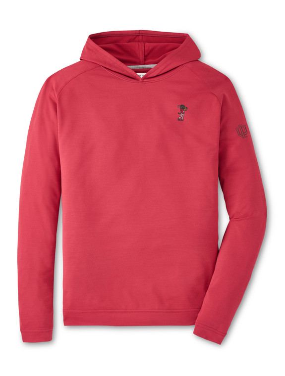 PETER MILLAR MENS PINE PERFORMANCE HOODIE CRIMSON w/BISON