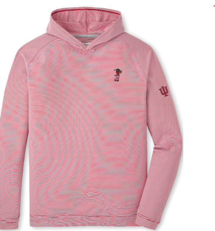 PETER MILLAR PINE SUGAR STRIPE PERFORMANCE  HOODIE w/BISON