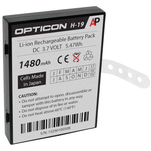 Opticon H-19 Scanner: Replacement Battery. 1480 mAh