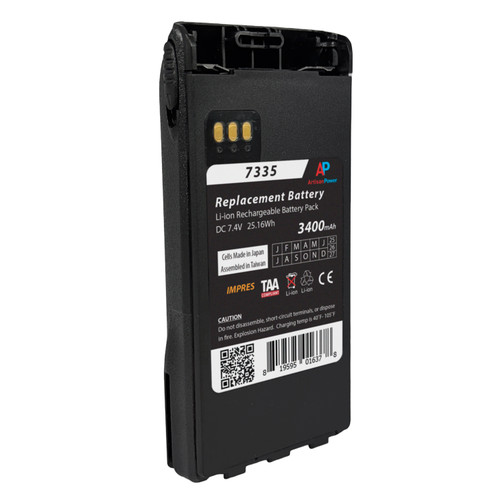 Replacement IMPRES Battery for Motorola XTS 2500 and XTS 1500 Radios. 3400 mAh Replacement IMPRES Battery for Motorola XTS 2500 and XTS 1500 Radios. 3400 mAh