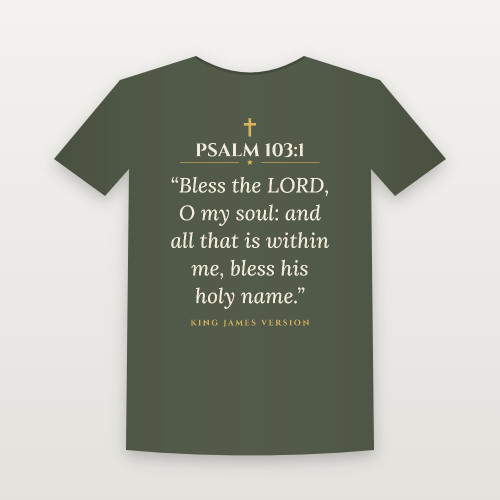 Psalm 103:1 KJV Christian Women's Relaxed Tee (Classic) - Military Green