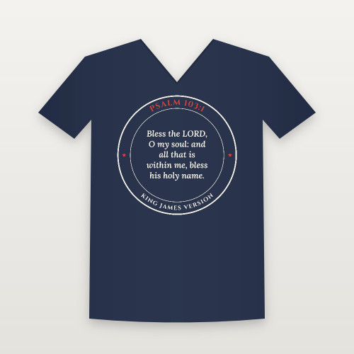 Psalm 103:1 KJV Christian V-Neck Tee (Round Badge) - Navy