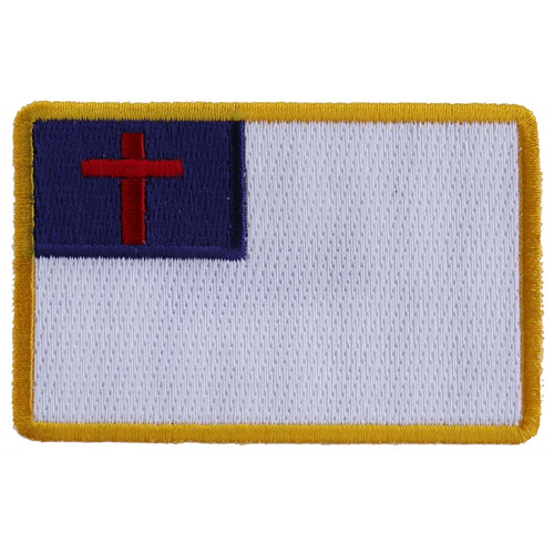 Product photo of Christian Flag yellow border available at Forever And Always Online, Farmerville, Louisiana.