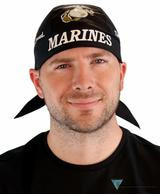 Product photo of the Marines Du Rag Skull Cap Bandanna Christian biker du rag and skull cap, showing the bold faith-based print design, available at Forever And Always in Farmerville, Louisiana.