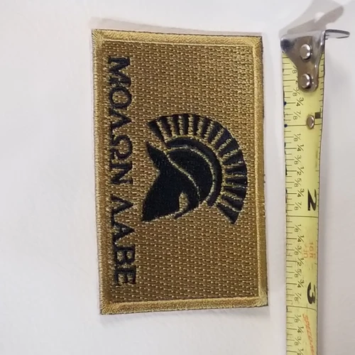 Flat-lay product photo of the MOLON LABE Flag Patch embroidered iron-on biker patch, showing full color detail, lettering, and stitching, sold at Forever And Always Online.