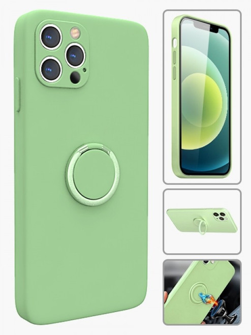 Product photo of the SILICONE CASE WITH RING STAND GREEN fashion phone case, showing the full design, color, and texture, available at Forever And Always Online.