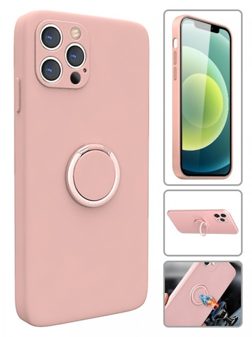 Product photo of the SILICONE CASE WITH RING STAND BLUSH fashion phone case, showing the full design, color, and texture, available at Forever And Always Online.
