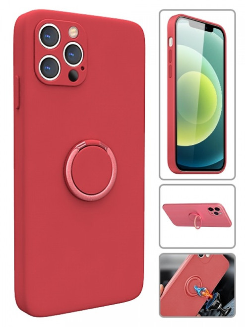 Product photo of the SILICONE CASE WITH RING STAND RED fashion phone case, showing the full design, color, and texture, available at Forever And Always Online.