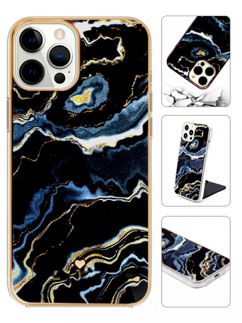 Product photo of the MARBLE PATTERN PHONE CASE BLK/GLD fashion phone case, showing the full design, color, and texture, available at Forever And Always Online.