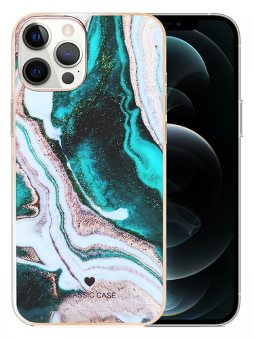 Product photo of the MARBLE PATTERN PHONE CASE GN/WHT fashion phone case, showing the full design, color, and texture, available at Forever And Always Online.