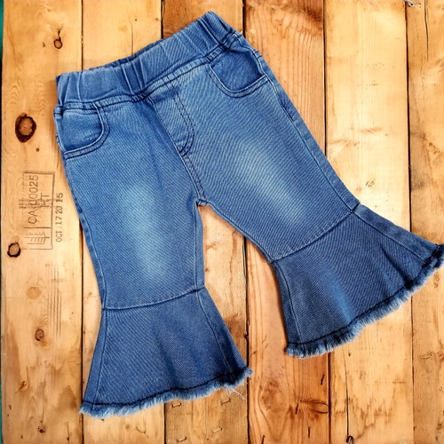 Product photo of the BABY BELL BOTTOM JEANS baby outfit, showing the full set, print, and fabric, available at Forever And Always Online.