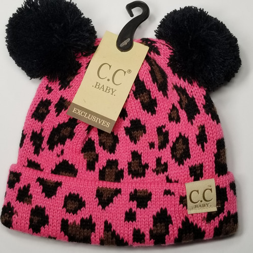 Product photo of the BABY C.C BEANIE CANDY PINK baby beanie hat, showing the soft knit fabric, color, and pom pom detail, available at Forever And Always Online.