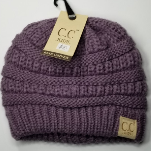 Product photo of the KIDS C.C BEANIE VLT baby beanie hat, showing the soft knit fabric, color, and pom pom detail, available at Forever And Always Online.