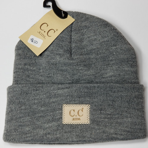 Product photo of the KIDS C.C BEANIE LT MEL GRY baby beanie hat, showing the soft knit fabric, color, and pom pom detail, available at Forever And Always Online.