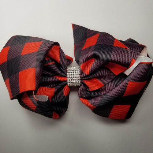 Product photo of CHRISTMAS PLAID BOW RED/BLACK available at Forever And Always Online, Farmerville, Louisiana.