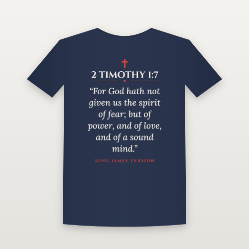 2 Timothy 1:7 KJV Christian Short Sleeve Tee (Classic) - Navy