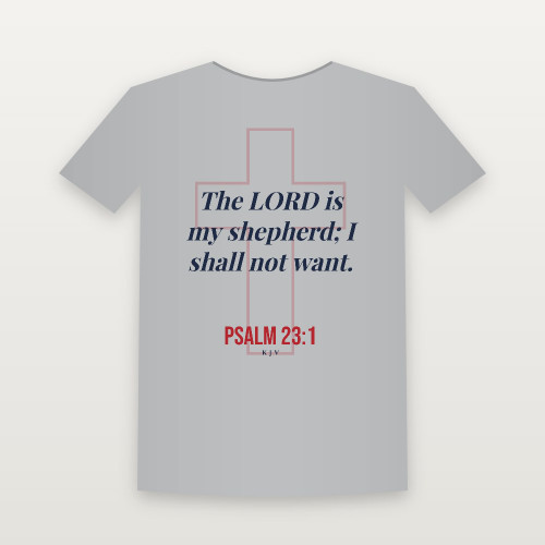 Psalm 23:1 KJV Christian Women's Relaxed Tee (Cross) - Heather Gray