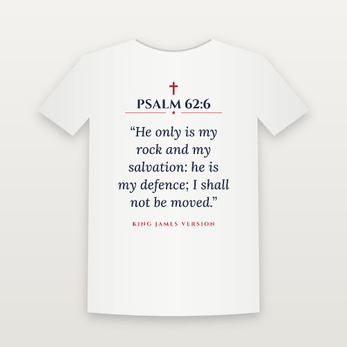 Psalm 62:6 KJV Christian Short Sleeve Tee (Classic) - White