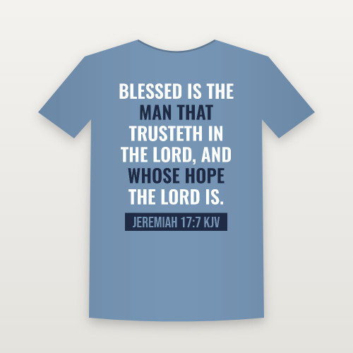 Jeremiah 17:7 KJV Christian Short Sleeve Tee (Bold Type) - Heather Blue